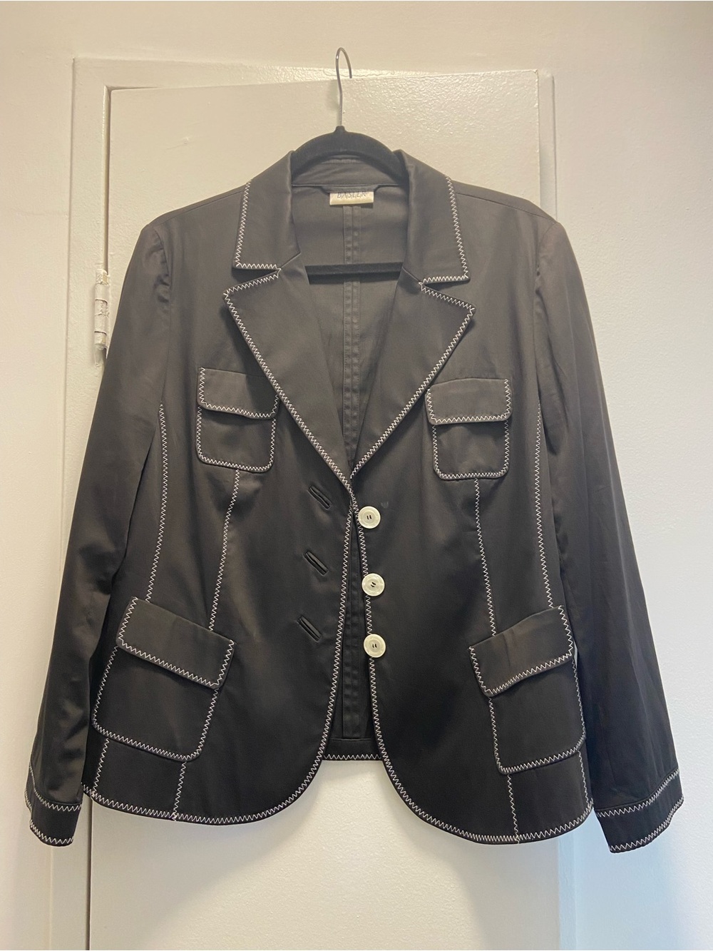 Basler Black Blazer with White Contrast Stitching